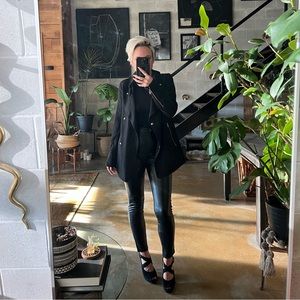 Wilfred black blazer with zip and snap detailing